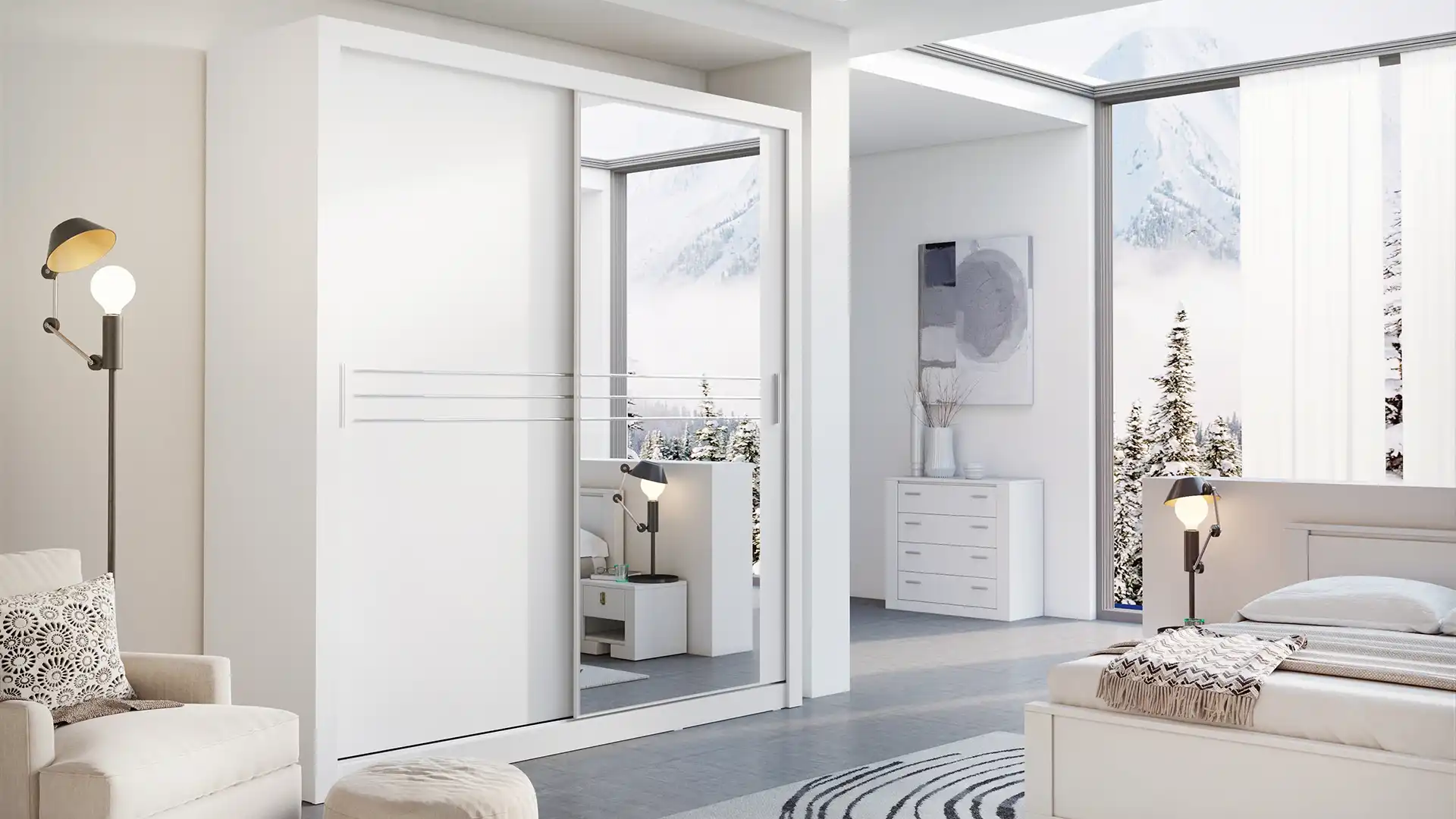 A white wardrobe with sliding doors or hinged doors?