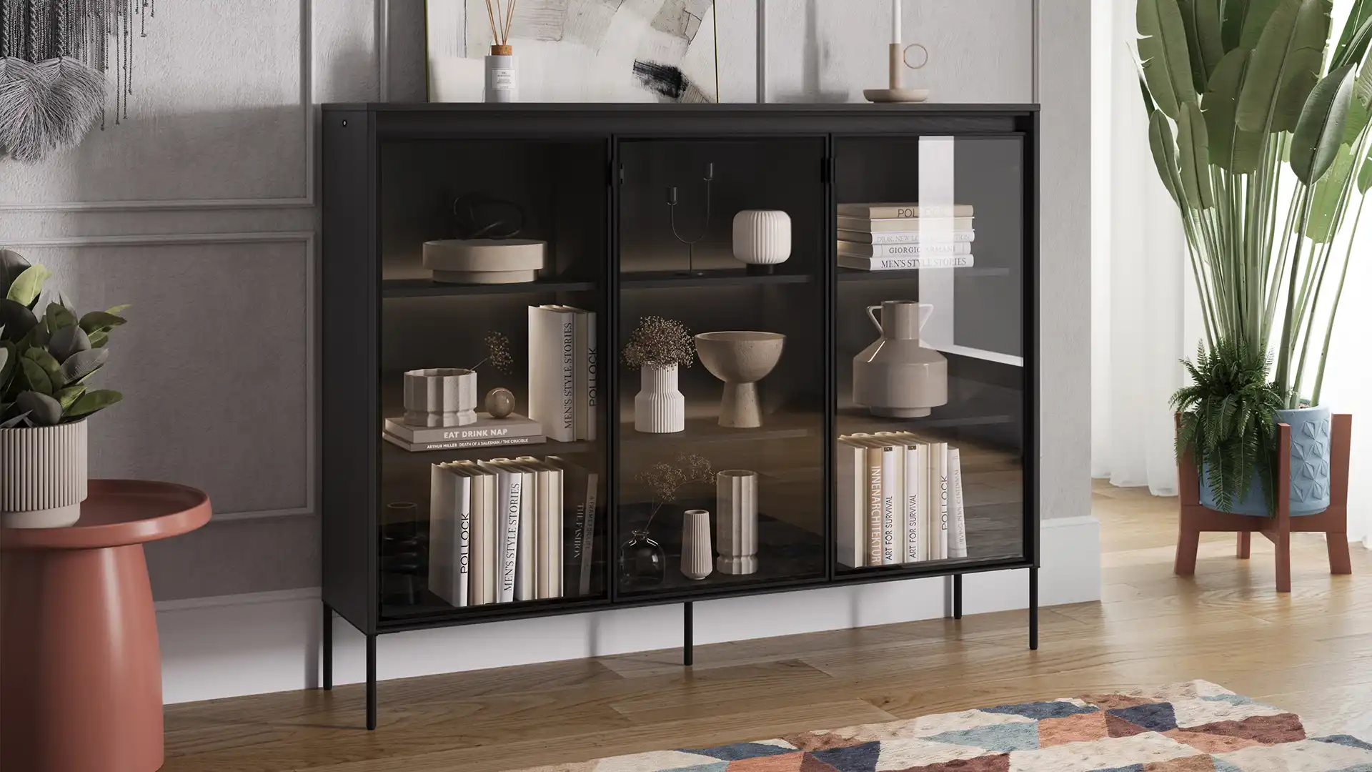 Display cabinet for the living room